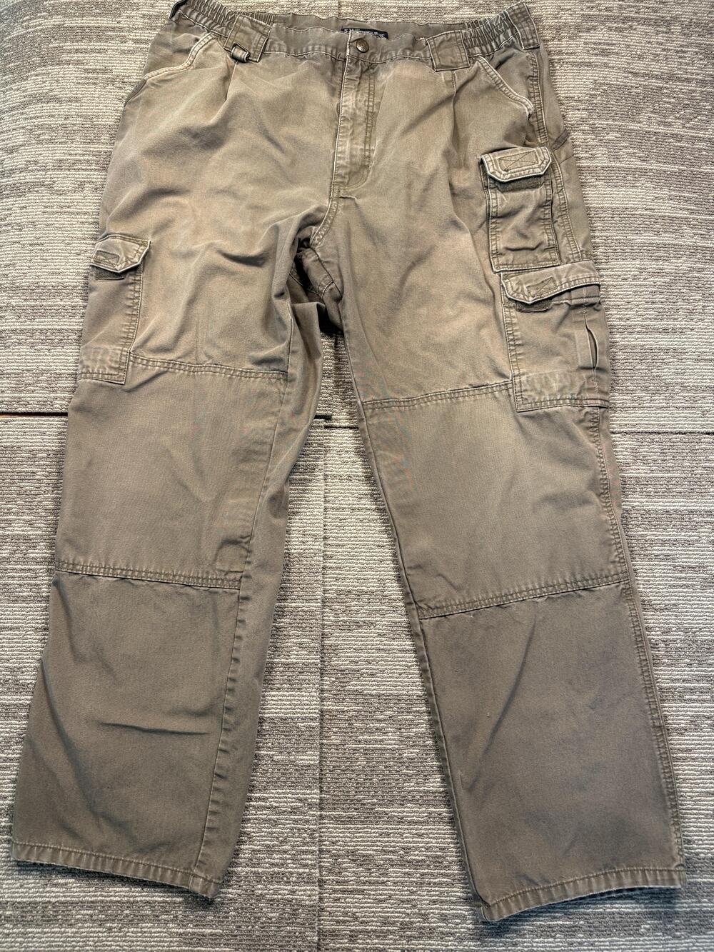 5.11 Tactical Pants Mens 38x32 Green Cargo Elastic Waist Straight Leg Workwear